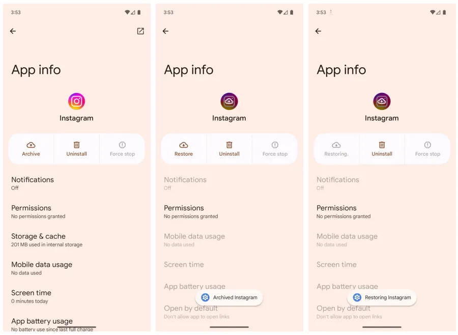Android 15扩展应用归档功能，适用于所有应用类型-个人笔记