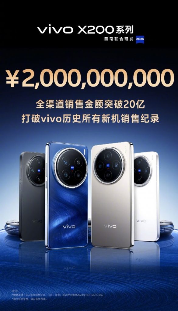 vivo X200系列全渠道销售额突破20亿，创历史新高-个人笔记