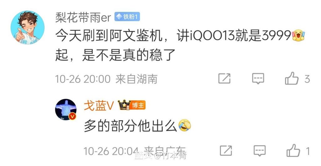 戈蓝V：iQOO 13难以定价3999元起，成本上涨成主因-个人笔记