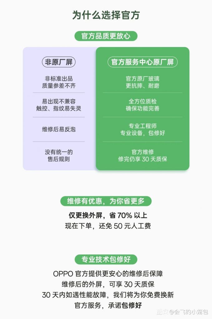 OPPO限时屏外层玻璃维修活动：269元起，免人工费-个人笔记