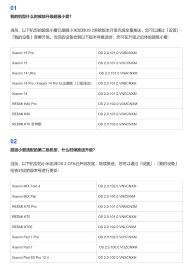超级小爱第二批适配机型开启灰度推送，新增多款热门设备-个人笔记