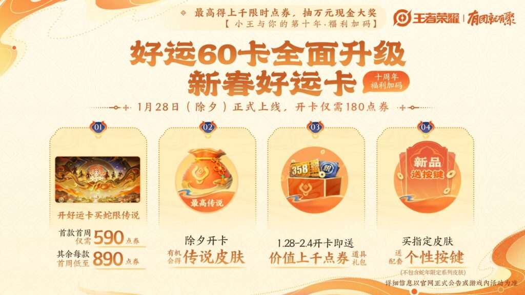 《王者荣耀》春节版本将于1月23日上线，带来全新皮肤与限时活动-个人笔记