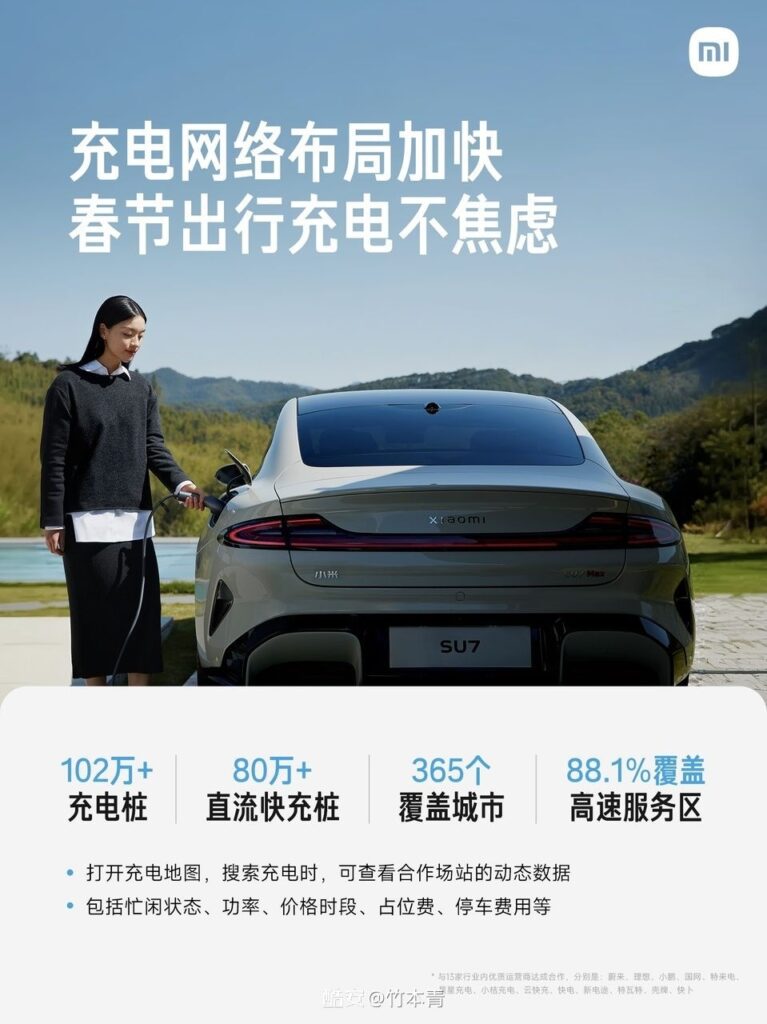 小米汽车与13家运营商合作，充电补能网络覆盖超百万充电桩-个人笔记