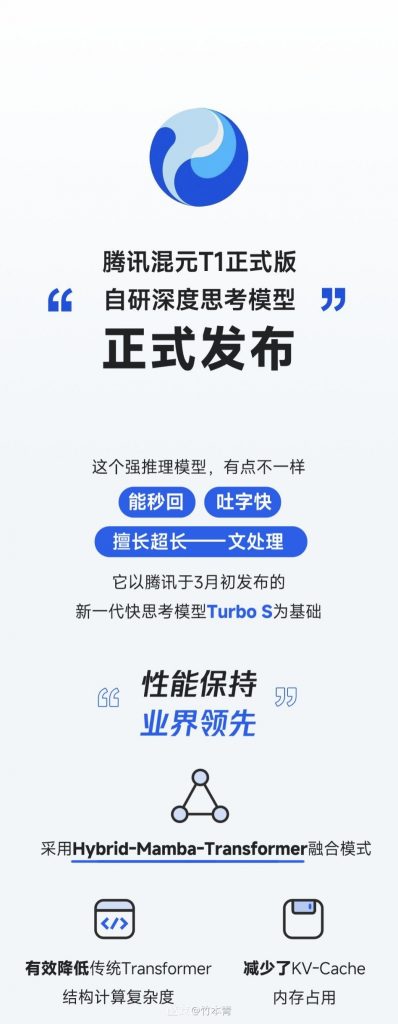 腾讯混元T1正式发布，自研深度思考模型提升推理效率-个人笔记
